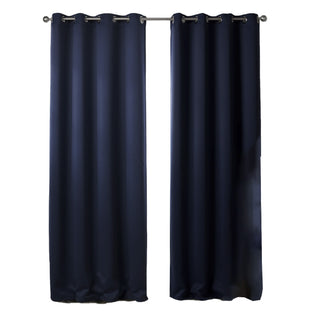 Dark Blue Printed Blackout Bedroom Curtains