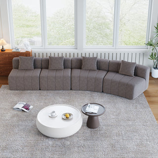 Chenille Curved Sectional Sofa With 4 Pillows,Curved Symmetrical Modular Sofa Sectional ,Two Curved Seats And Two Single Seats,Two Curved Seats And Two Single Seats