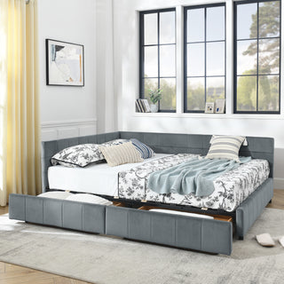 Queen Size Storage Upholstered Tufted Bed Frame, Sofa Bed Frame With Comfortable Backrest And Armrests,Queen Size Bed For Bedroom, Living Room,Velvet, Grey 85.5x64.5x29.5