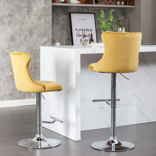 Sasha Velvet Swivel Barstools (Set Of 2)