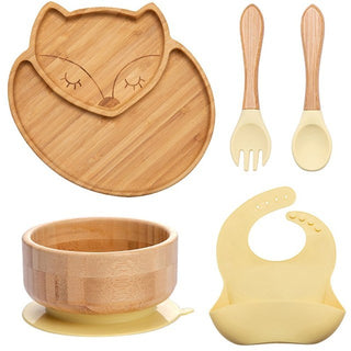 7Pcs Wooden Feeding Tableware Sets