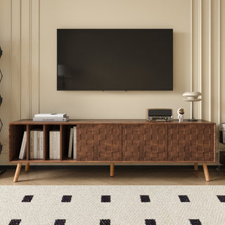 70 Mid-Century Modern TV Stand, Media Console Table For TVs Up To 80, Entertainment Center With 5 Solid Wood Legs For Living Room, Bedroom