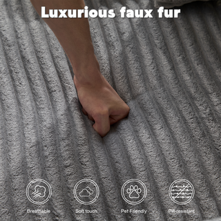 Oversized Chaise Lounge Chair Cozy Cloud Couch, Modern Plush Corduroy Upholstered Sleeper Sofa Daybed With 3 Throw Pillows And Wide Armrest For Living Room, No Assembly Required,Grey