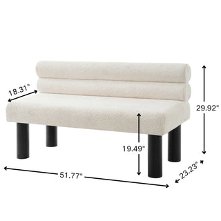 Upholstered Dining Bench, End Of Bed, Entryway Bench, Ottoman For Dining Room, Bedroom, Living Room, Rubber Wood Leg 300 LBS Support, Beige