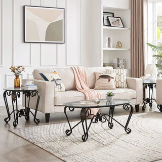 Tempered Glass Coffee Table Set (Set of 3)