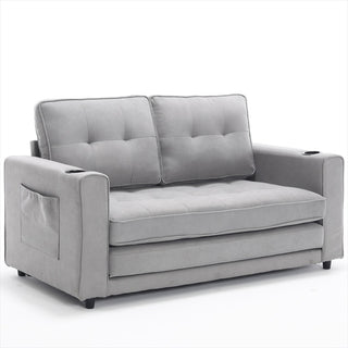 3-in-1 Upholstered Futon Sofa Convertible Sofa Bed,Foldable Tufted Loveseat With Pull Out Sleeper Couch Bed
