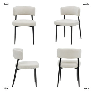 Modern Dining Chairs Set Of 4, Upholstered Dining Chairs With Curved Backrest,Sturdy Metal Frame