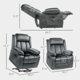 Power Lift Recliner Chair for Elderly, Electric Lift Chair with Massage and Heat, Remote Control, Gray