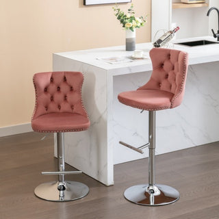 Sasha Velvet Swivel Barstools (Set Of 2)