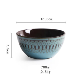Ceramic Bowls Plates Set Retro Household