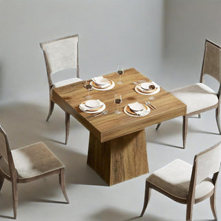 Square Dining Table For 4, 31.5-Inch Small Kitchen Table With Sturdy Pedestal Base, Farmhouse Dinner Table