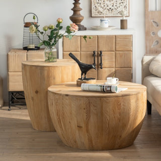 Vintage Cedar Wood Coffee Table Set
