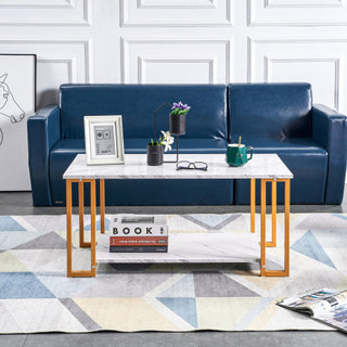 D & N White Marble Coffee Table with Gold Legs – Elegant &amp; Modern Design