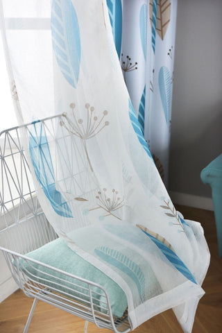 Nordic Style Leaf Shading Curtains