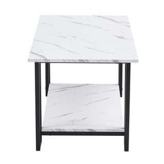 D & N Coffee Table – Stylish &amp; Durable Marble MDF with Iron Legs