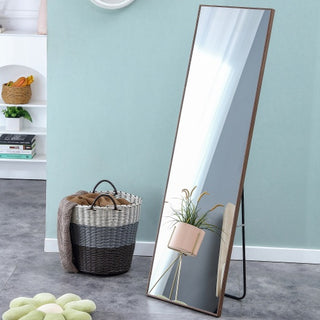 Brown Solid Wood Full-Length Mirror