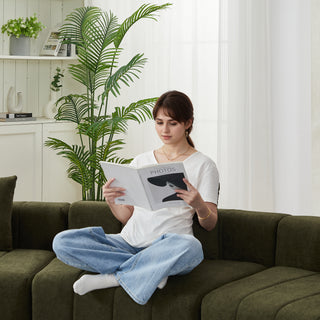 Chenille Curved Sectional Sofa With 2 Pillows,Curved Symmetrical Modular Semi Circular Sofa Sectional For Bedroom, Living Room, Office For Leisure Or Nap, Reading Room, And Lobby