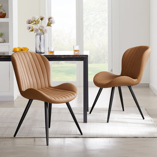 Dining Chairs Set Of 2,Modern Fabric Dining Chairs Featuring Ergonomic Backrests, Thickly Padded Cushions, And Sturdy Metal Legs