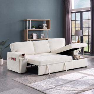 Upholstery Sleeper Sectional Sofa With Storage Space