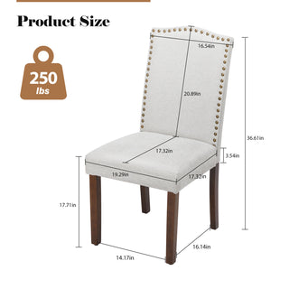 Modern Armless Dining Chairs With Upholstered Fabric,Nailhead Trim And Wood Legs
