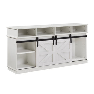TV Stand Sliding Barn Door Modern Farmhouse Wood Entertainment Center, Storage Cabinet Table Living Room With Adjustable Shelves For TVs Up To 65,White