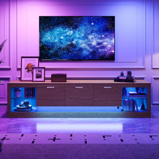 78 Modern TV Stand With 6 Cabinets& 2 Open Compartments, Entertainment Center For TVs Up To 90, Television Console For Living Room, Bedroom, Home Theatre