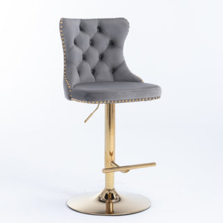 Laila Golden Swivel Velvet Barstools (Set of 2)