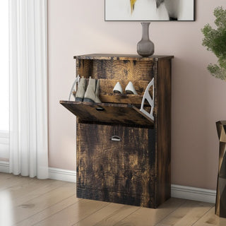 Slim Hidden Shoe Cabinet with Drawers