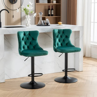 Sasha Velvet Swivel Barstools (Set Of 2)