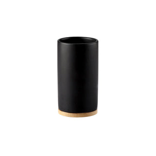 Ceramic Toothbrushing Cup Set with Wooden Bottom