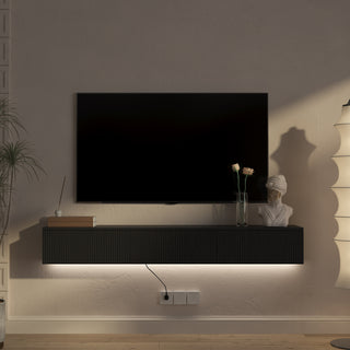 Floating TV Stand Wall Mounted With 16 Color LEDs,65inch Modern TV Stand, Floating TV Cabinet Entertainment Center For 55 60 65 Inch TV