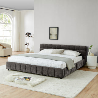 King Size Upholstered Bed ,comfortable Upholstered Bed Frame, Chenille Fabric, With Headboard And Solid Bed Frame. With Drawer For Storage.-Dark Gray 88.5x85.5x31