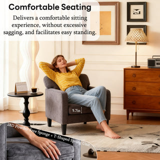 Reading Chair With Armrest And Backrest, Comfy Lounge Chairs For Bedroom, Waiting Room And Reception Room