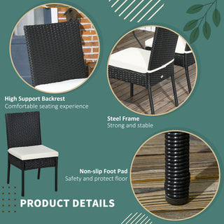 4 PE Rattan Outdoor Dining Chairs with Cushions, Patio Wicker Dining Chairs with Backrest, Black