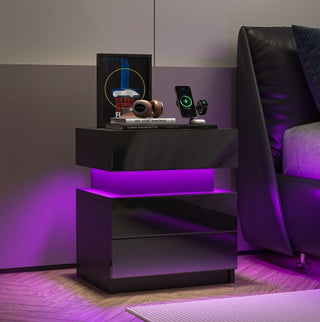 Modern Black LED Nightstand