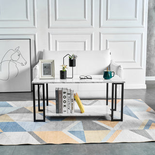 D & N Coffee Table – Stylish &amp; Durable Marble MDF with Iron Legs