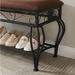 Upholstered Shoe Rack Bench Organizer
