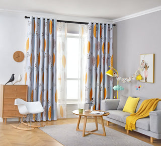Nordic Style Leaf Shading Curtains