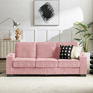 83.86  Corduroy Fabric Sofa,Modern Compressed Couch,3-Seater Sofa, Furniture For Living Room,Bedroom,office ,Pink