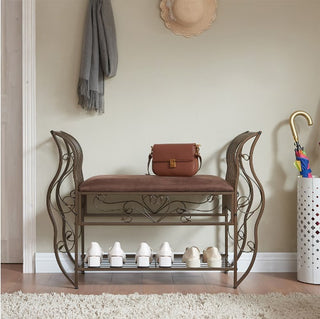 Upholstered Shoe Rack Bench Organizer