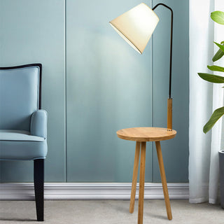Vertical Wooden Coffee Table Floor Lamp