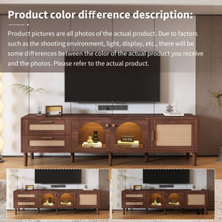 Rattan TV Stand with LED Lights