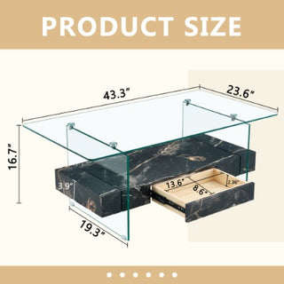 43.3 Inch Modern Two-Tier Coffee Table