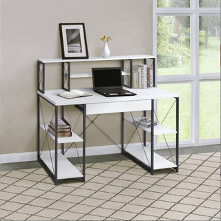 Black Desk With Open Shelves And Hutch