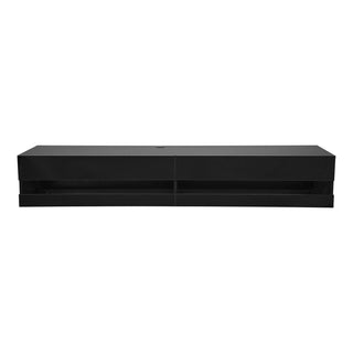Floating TV Stand, 71 In Wall Mount Entertainment Center With Power Outlet & LED Lights, Modern Floating TV Shelf With 2 Drawers & Storage Cabinet For DVD Player, Cable Box, Game Console, Black