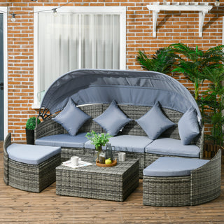 Convertible Rattan Daybed Sectional, Light Grey