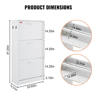 VEVOR 3-Drawer Flip Shoe Cabinet