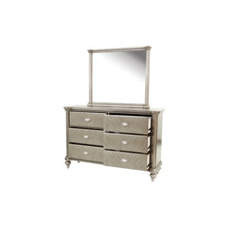 Walnut Antique 6-Drawer Dresser with Mirror