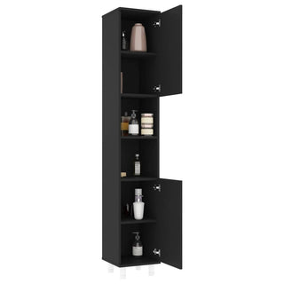 vidaXL 4 Piece Bathroom Furniture Set Black Engineered Wood