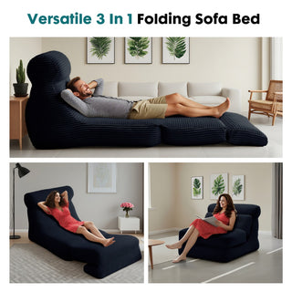 Folding Sofa Bed, Convertible Comfy Sleeper Chair With Back Support, Foldable Floor Sofa Bed Couch